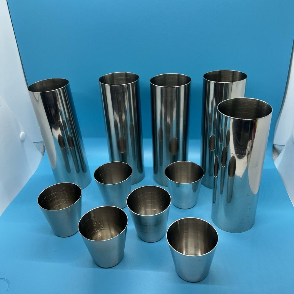 Lot of 6 Stainless Steel Medicine Cups Dental 2" x 1.75" & 5 tubes in home care